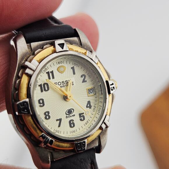 Fossil Two Tone Bezel Boyfriend Watch Brown Leather Brand Masculine AM-3136 - Picture 3 of 7